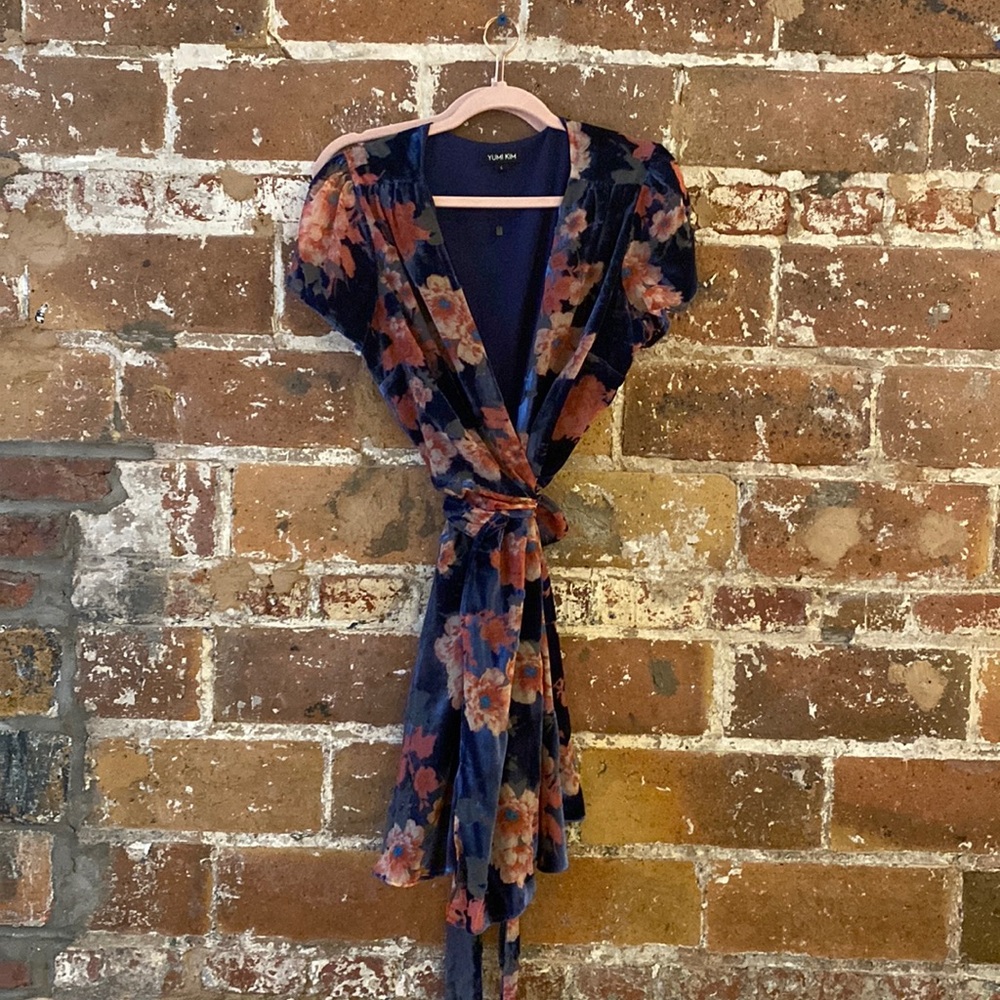 NEW YUMI KIM velvet mesh tie front dress